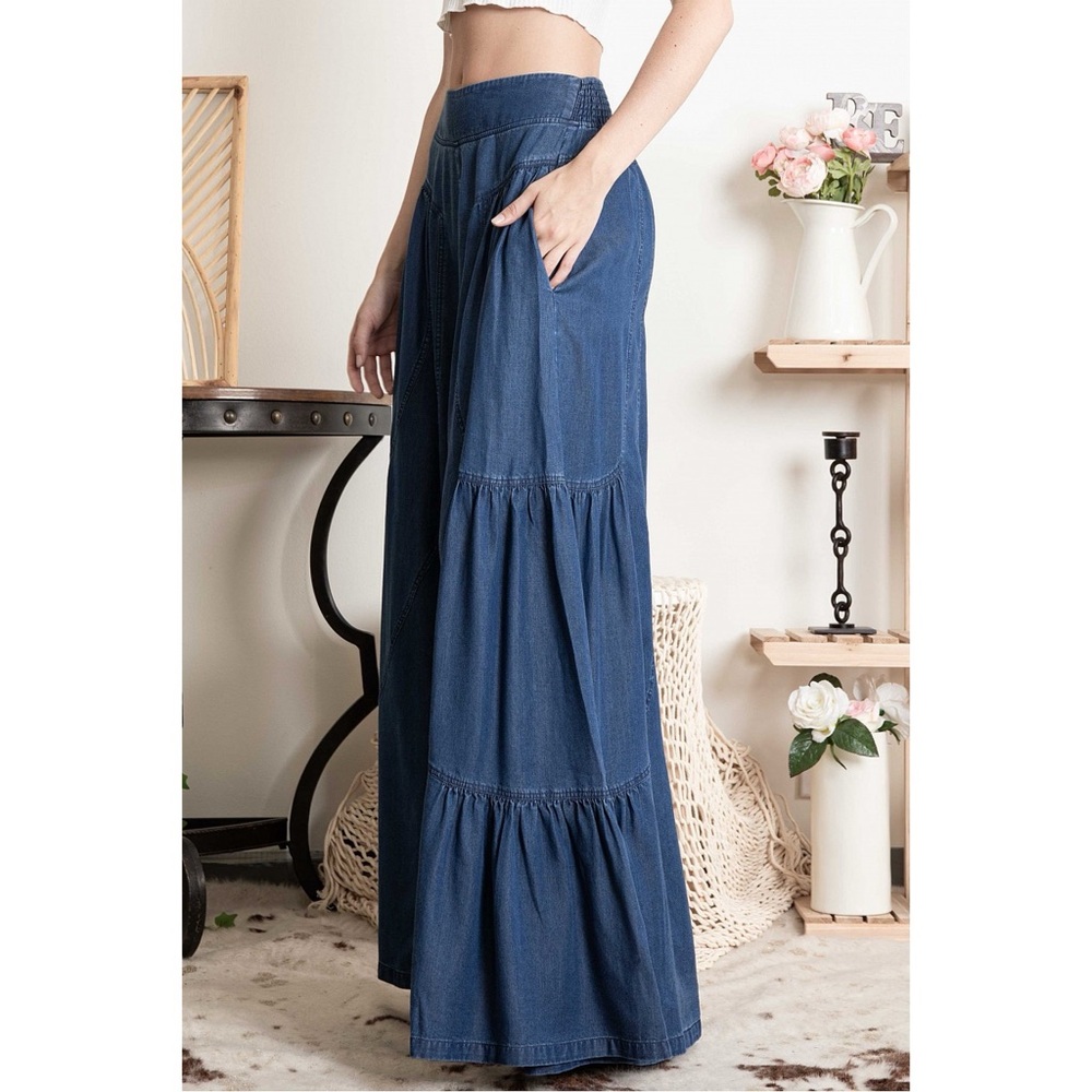 Blue Velvet Dark Wash Ultra Wide Leg Denim Pull Ons - Picture 6 of 9